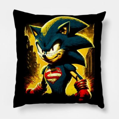 Angry Super Hero Blue Hedgehog Throw Pillow Official Sonic Merch
