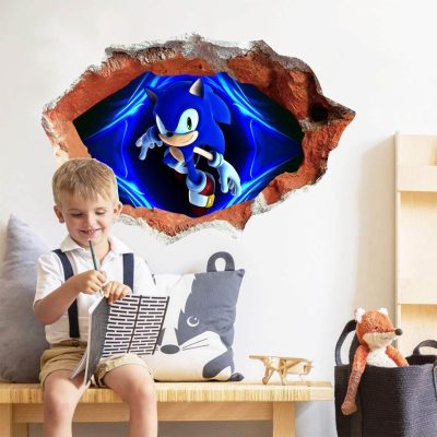 Cartoon Animation Wall Stickers Sonic The Hedgehog3D Self adhesive PVC Game Poster Stickers High value Creative - Sonic Merch Store