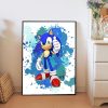 Cartoon Sonic Video Games Posters Watercolor Canvas Painting Wall Art Pictures Mural For Kids Modern Bedroom 1 - Sonic Merch Store