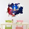 Cartoon Stickers Sonic The Hedgehog Creative Children s Room Bedroom 3D Broken Wall Self adhesive PVC 4 - Sonic Merch Store