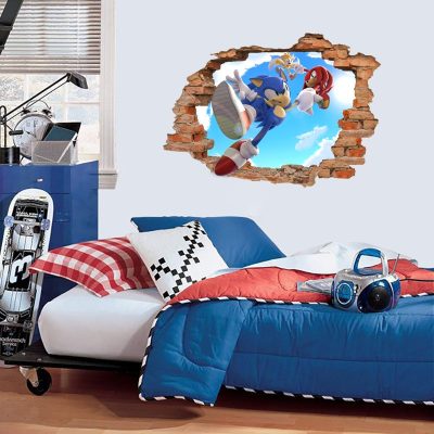 Cartoon Wall Stickers Sonic The Hedgehog Children s Room Creative 3D Bedroom Poster Decoration Self Adhesive - Sonic Merch Store