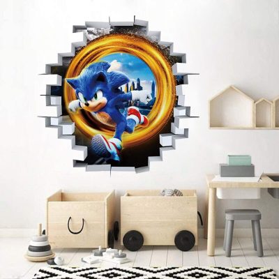 Children s Cartoon Wall Stickers Sonic The Hedgehog Animation High value Creative Bedroom Graffiti 3D Self 1 - Sonic Merch Store