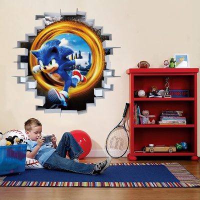 Children s Cartoon Wall Stickers Sonic The Hedgehog Animation High value Creative Bedroom Graffiti 3D Self - Sonic Merch Store
