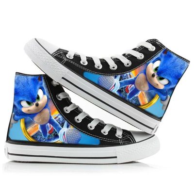 New Cartoon High top Canvas Shoes Sonic The Hedgehog Anime Peripheral High value Fashion Creative Printing 15 - Sonic Merch Store