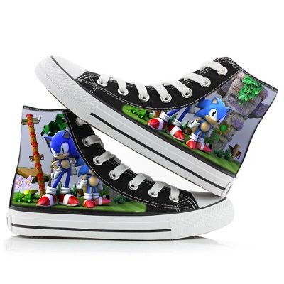 New Cartoon High top Canvas Shoes Sonic The Hedgehog Anime Peripheral High value Fashion Creative Printing 19 - Sonic Merch Store