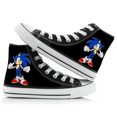 New Cartoon High top Canvas Shoes Sonic The Hedgehog Anime Peripheral High value Fashion Creative Printing 21 - Sonic Merch Store