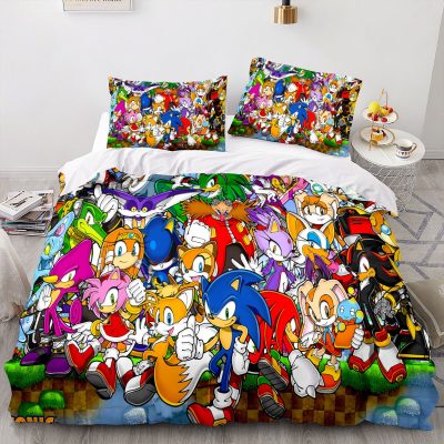 New Cartoon Quilt Cover Sonic The Hedgehog Game Surrounding Fashion Animation Printing High value Creative Home 11 - Sonic Merch Store