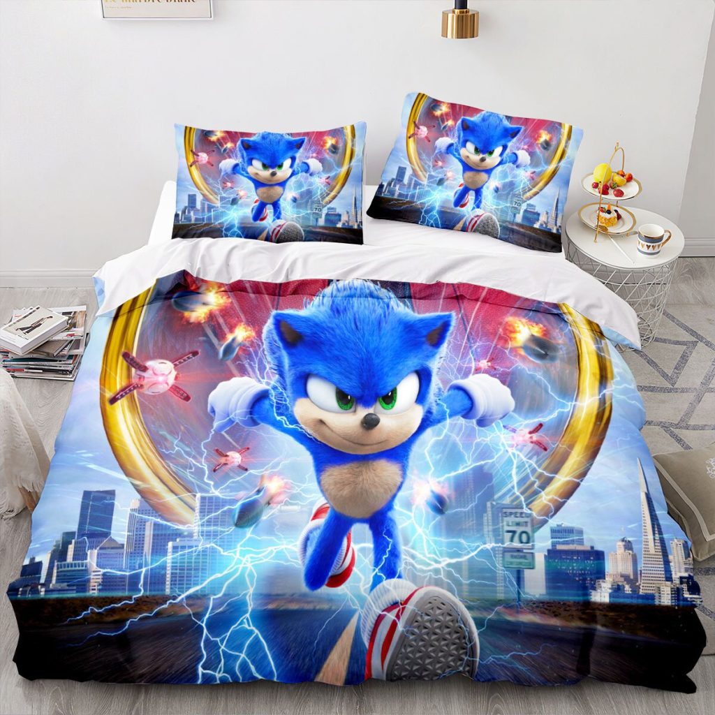 New Cartoon Quilt Cover Sonic The Hedgehog Game Surrounding Fashion Animation Printing High value Creative Home 2 - Sonic Merch Store