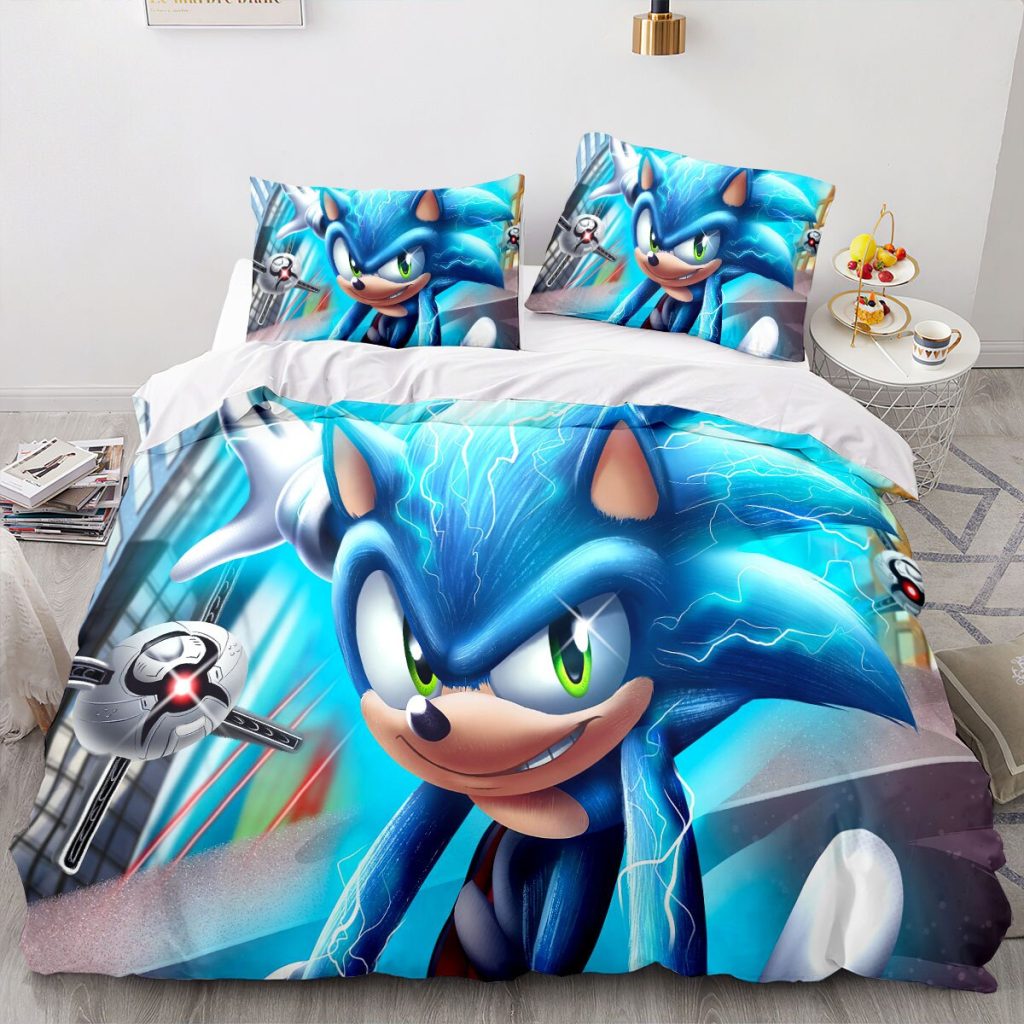 New Cartoon Quilt Cover Sonic The Hedgehog Game Surrounding Fashion Animation Printing High value Creative Home 4 - Sonic Merch Store