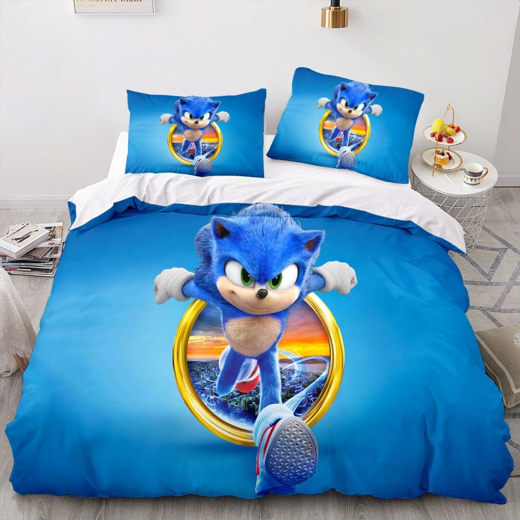 New Cartoon Quilt Cover Sonic The Hedgehog Game Surrounding Fashion Animation Printing High value Creative Home 6 - Sonic Merch Store