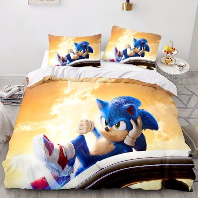 New Cartoon Quilt Cover Sonic The Hedgehog Game Surrounding Fashion Animation Printing High value Creative Home 8 - Sonic Merch Store