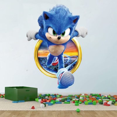 New Sonic The Hedgehog Wallpaper Anime Poster Children s Room Decoration Self adhesive Glass Door Cartoon 1 - Sonic Merch Store
