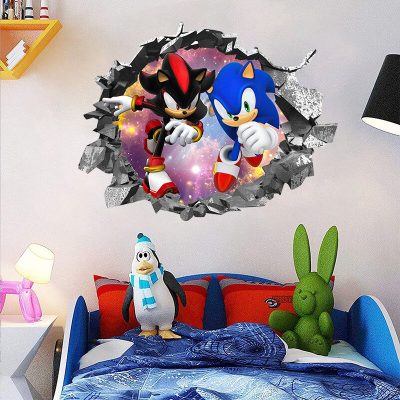 Sonic The Hedgehog Wall Stickers Cartoon Fashion High value Creative Kindergarten Children s Room Background Decoration 1 - Sonic Merch Store