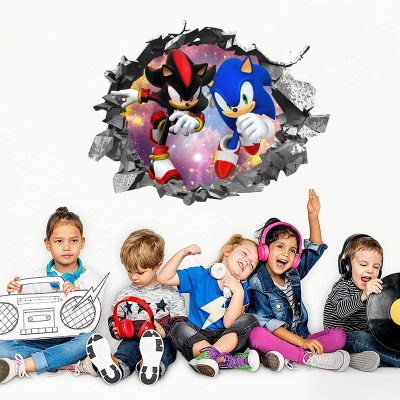 Sonic The Hedgehog Wall Stickers Cartoon Fashion High value Creative Kindergarten Children s Room Background Decoration - Sonic Merch Store