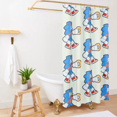 Chibi Sonic The Hedgehog Holding A Ring Shower Curtain Official Sonic Merch