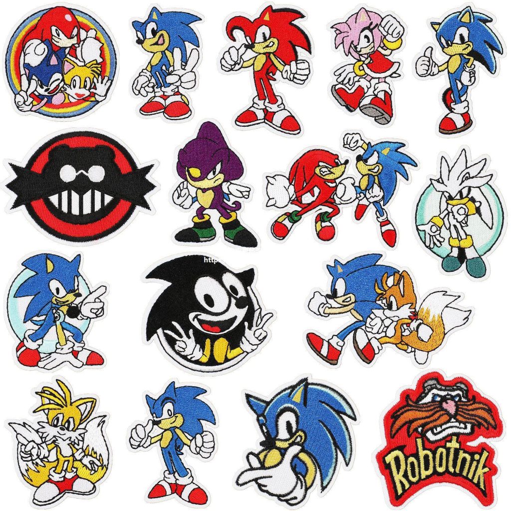 16pcs Sonic Patches Cartoon Anime Iron on Patches for Clothing Thermoadhesive Patches on Clothes Jacket Sew - Sonic Merch Store