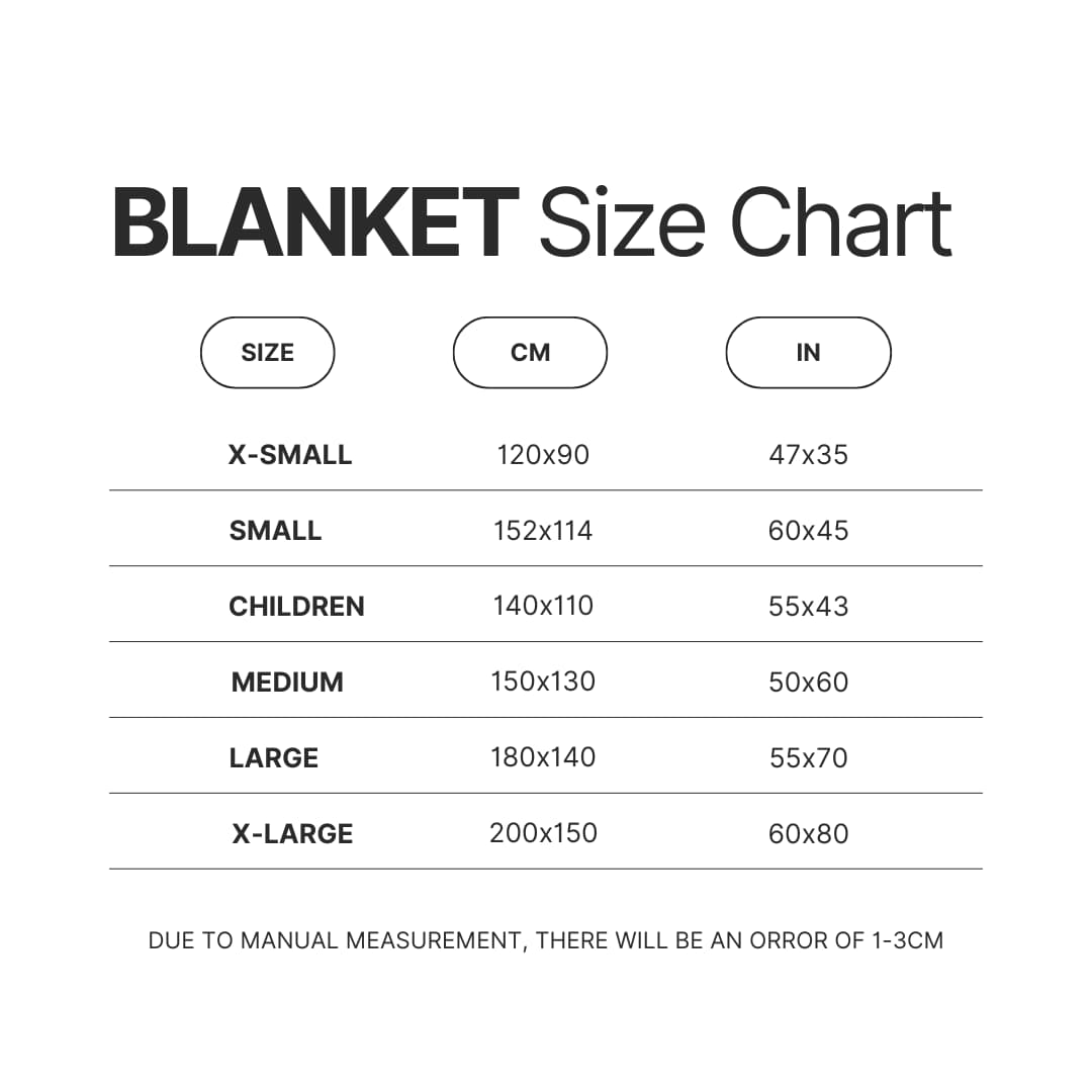 Blanket Size Chart - Sonic Merch Store