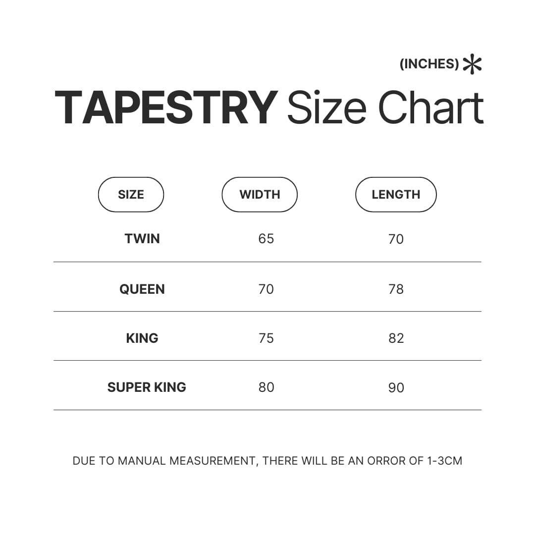 Tapestry Size Chart - Sonic Merch Store