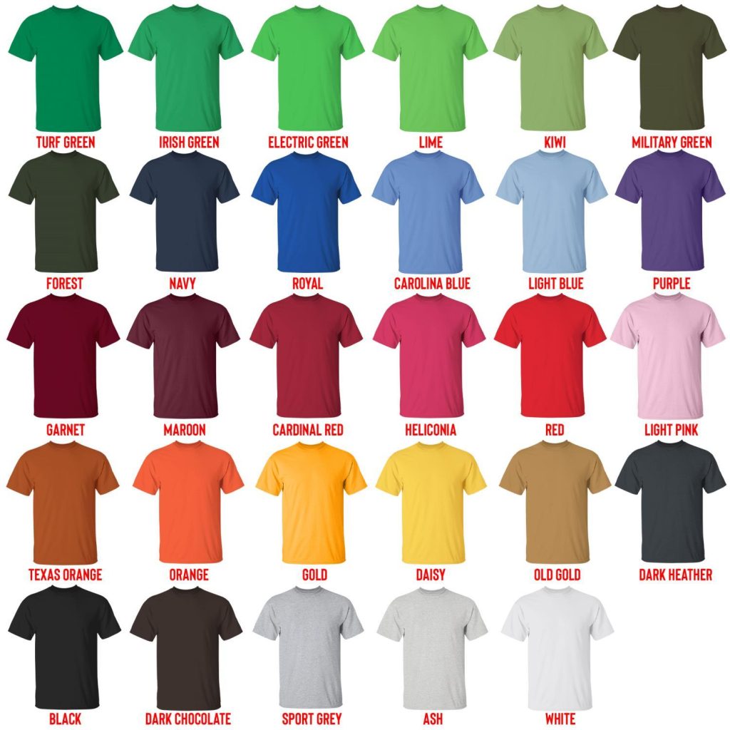 t shirt color chart - Sonic Merch Store